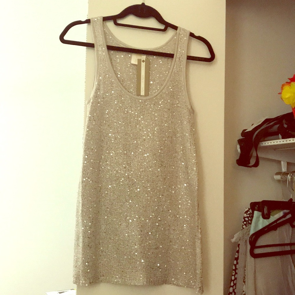 Never worn Gold sequin sweater tank by Marty M